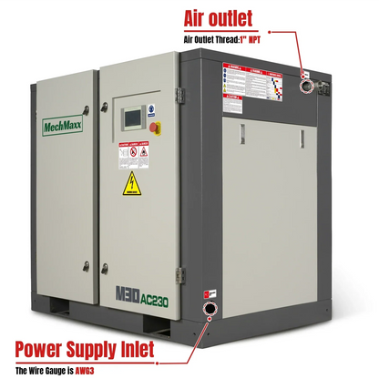 30HP Rotary Screw Air Compressor - 106 CFM,  116 PSI,  230V 3-Phase | Industrial-Grade