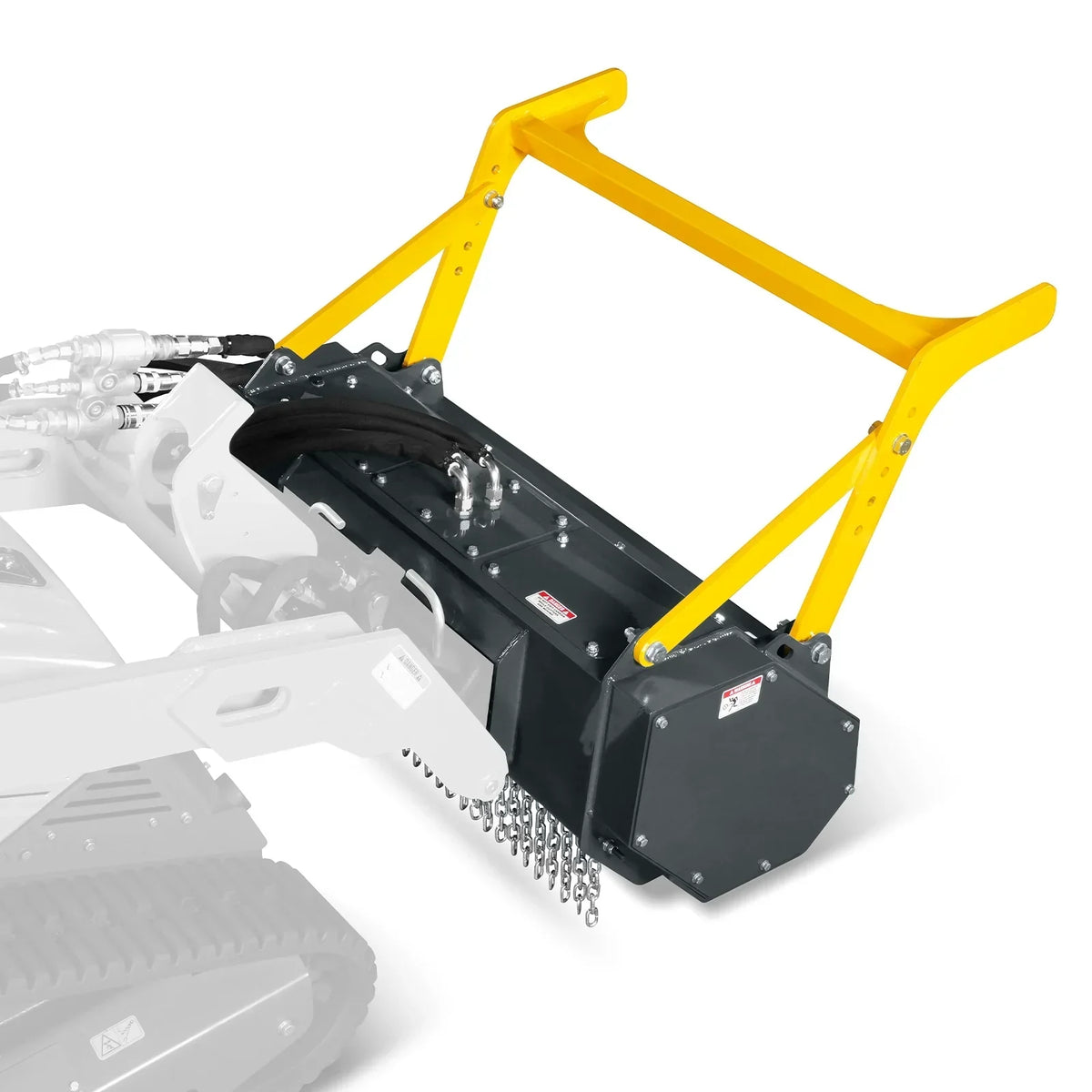 37"Mini Skid Steer Drum Forestry Brush Mulcher Attachment,  Hydraulic Flow Range 11 To 16 GPM, MCH37