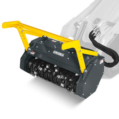 37"Mini Skid Steer Drum Forestry Brush Mulcher Attachment,  Hydraulic Flow Range 11 To 16 GPM, MCH37