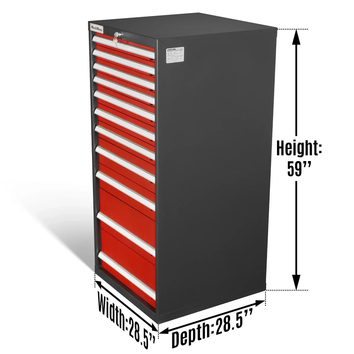Heavy Duty Modular Drawer Cabinet - 11 Drawer,  59" H x 28.5" W x 28.5" D Tool Storage Organizer,  Steel Construction