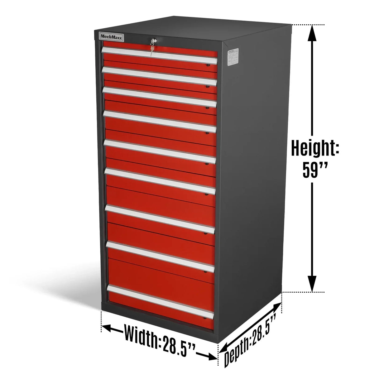 Heavy Duty Modular Drawer Cabinet - 9 Drawer,  59" H x 28.5" W x 28.5" D Tool Storage Organizer,  Steel Construction