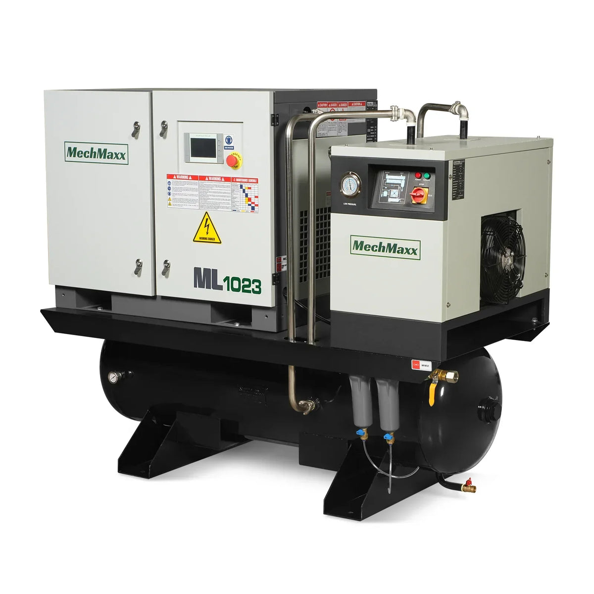 10HP Combined Rotary Screw Air Compressor with Dryer & 66-Gal ASME Tank | 32 CFM,  116 PSI,  230V 3-Phase - Industrial Grade