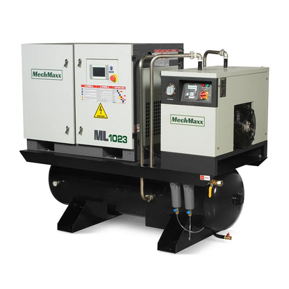 10HP Combined Rotary Screw Air Compressor with Dryer & 66-Gal ASME Tank | 32 CFM,  116 PSI,  230V 3-Phase - Industrial Grade