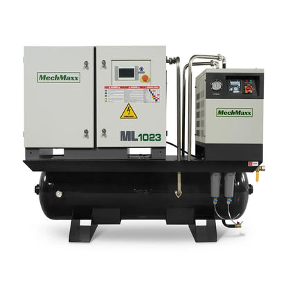 10HP Combined Rotary Screw Air Compressor with Dryer & 66-Gal ASME Tank | 32 CFM,  116 PSI,  230V 3-Phase - Industrial Grade
