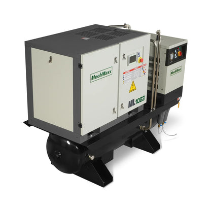10HP Combined Rotary Screw Air Compressor with Dryer & 66-Gal ASME Tank | 32 CFM,  116 PSI,  230V 3-Phase - Industrial Grade
