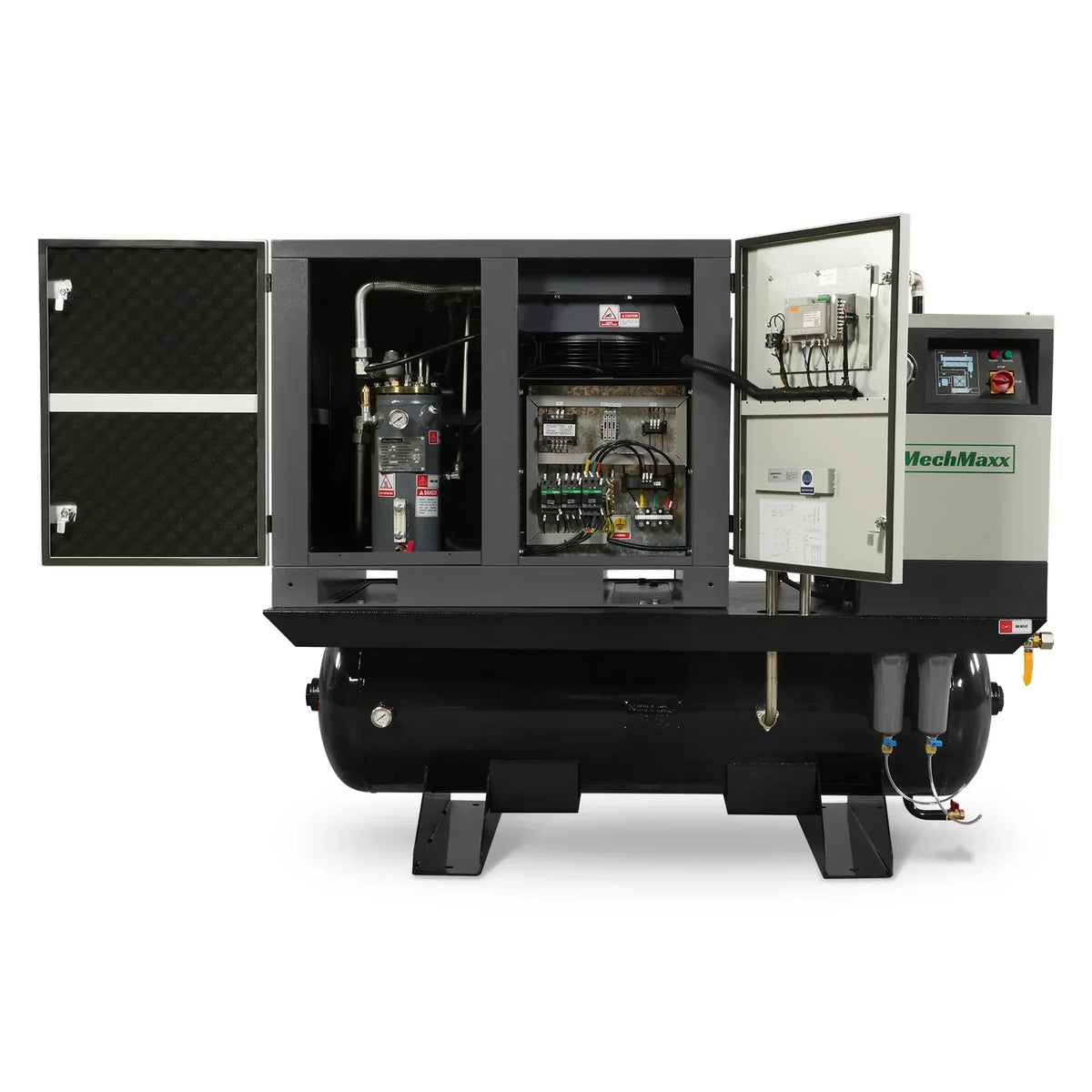 10HP Combined Rotary Screw Air Compressor with Dryer & 66-Gal ASME Tank | 32 CFM,  116 PSI,  230V 3-Phase - Industrial Grade