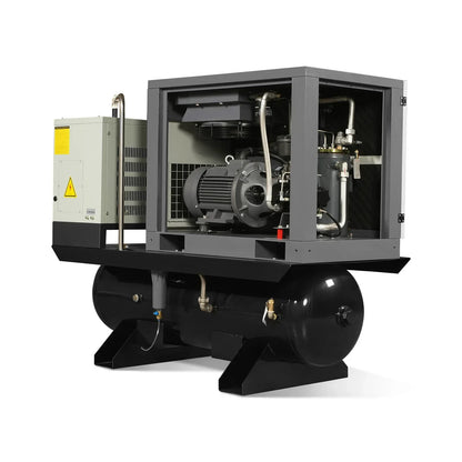 10HP Combined Rotary Screw Air Compressor with Dryer & 66-Gal ASME Tank | 32 CFM,  116 PSI,  230V 3-Phase - Industrial Grade