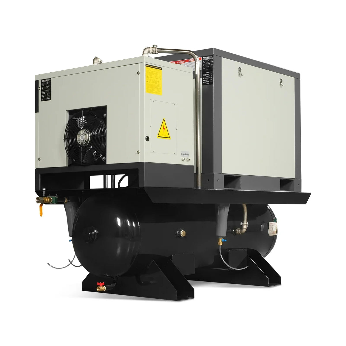 10HP Combined Rotary Screw Air Compressor with Dryer & 66-Gal ASME Tank | 32 CFM,  116 PSI,  230V 3-Phase - Industrial Grade