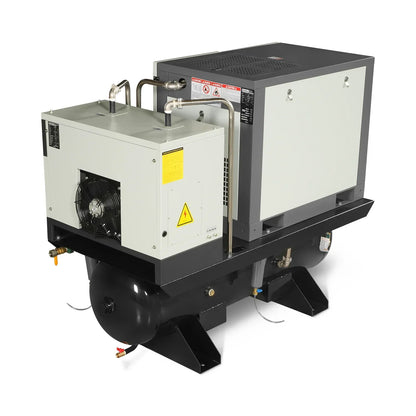 10HP Combined Rotary Screw Air Compressor with Dryer & 66-Gal ASME Tank | 32 CFM,  116 PSI,  230V 3-Phase - Industrial Grade