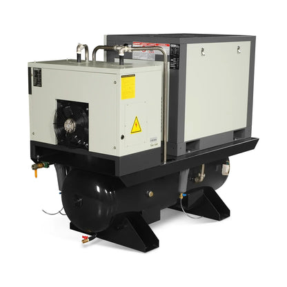 10HP Combined Rotary Screw Air Compressor with Dryer & 66-Gal ASME Tank | 32 CFM,  116 PSI,  230V 3-Phase - Industrial Grade