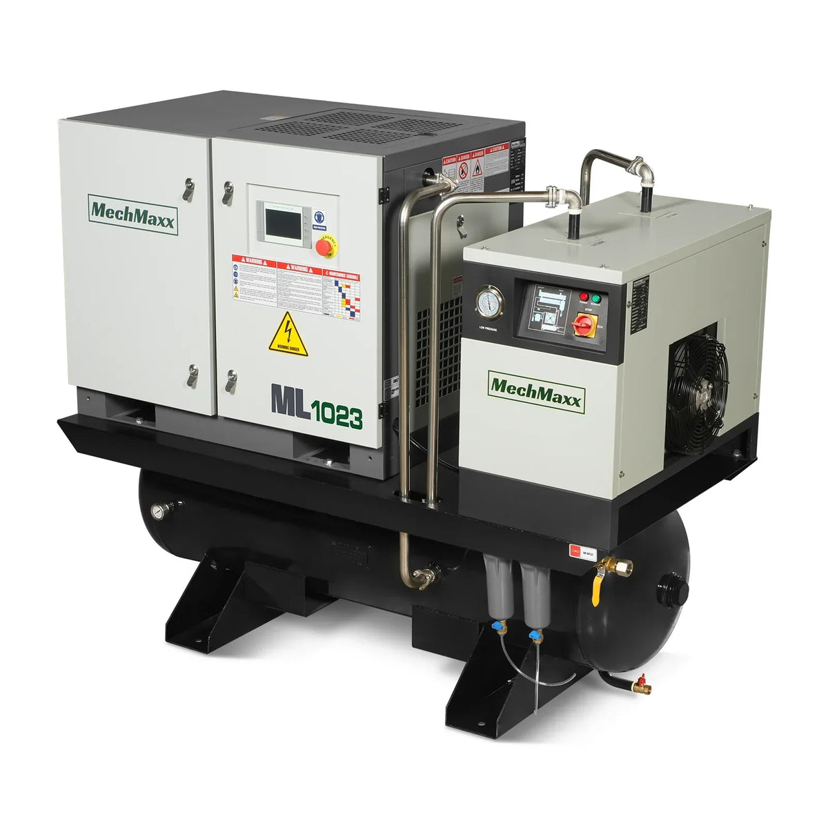 10HP Combined Rotary Screw Air Compressor with Dryer & 66-Gal ASME Tank | 32 CFM,  116 PSI,  230V 3-Phase - Industrial Grade