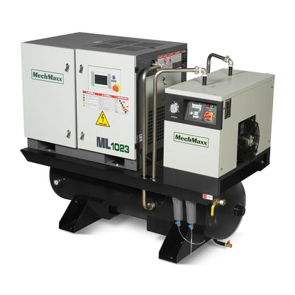 10HP Combined Rotary Screw Air Compressor with Dryer & 66-Gal ASME Tank | 32 CFM,  116 PSI,  230V 3-Phase - Industrial Grade