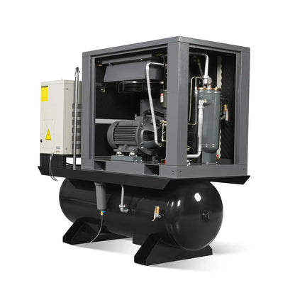 15HP Combined Rotary Screw Air Compressor with Dryer & 105-Gal ASME Tank | 45 CFM,  116 PSI,  460V 3-Phase - Industrial Grade