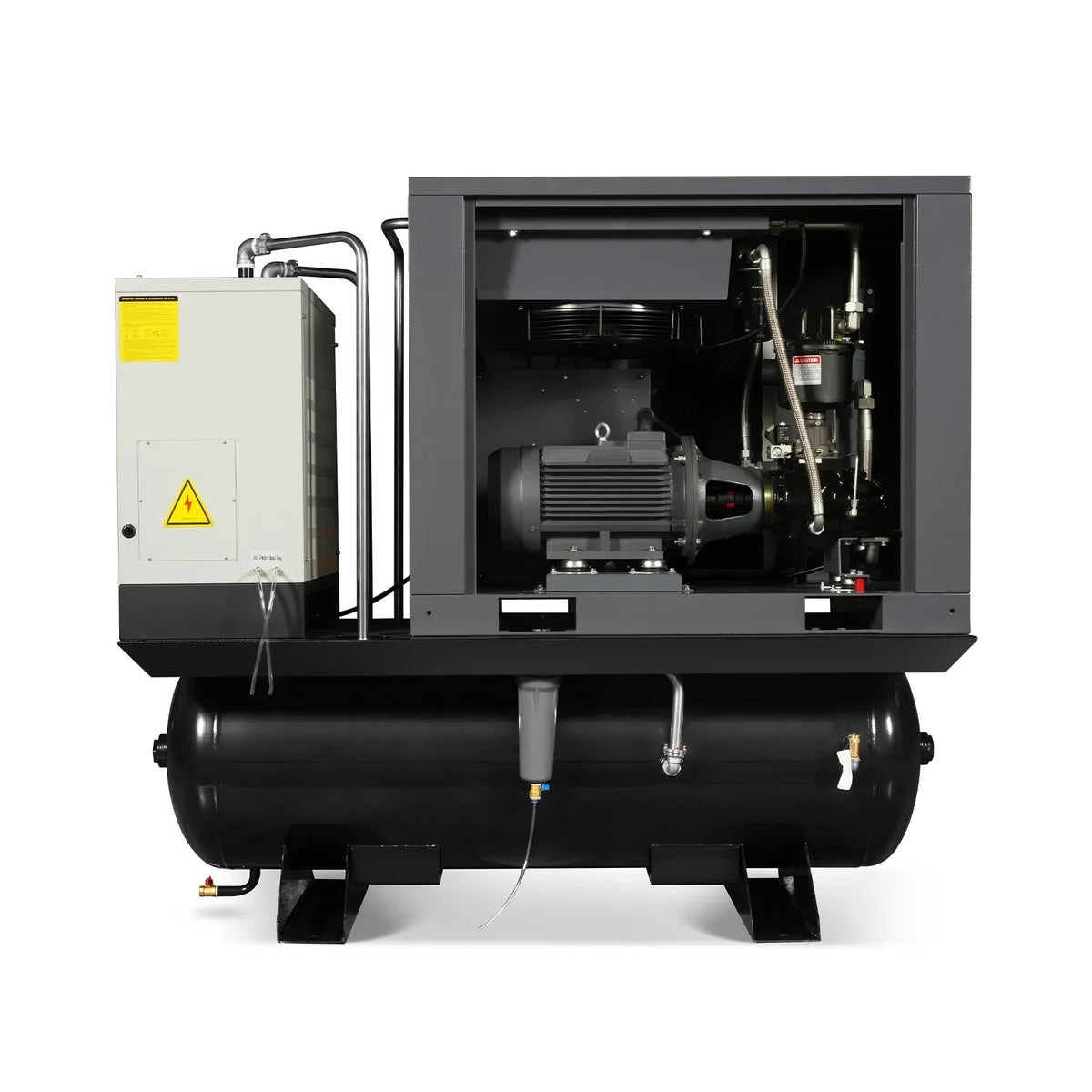 15HP Combined Rotary Screw Air Compressor with Dryer & 105-Gal ASME Tank | 45 CFM,  116 PSI,  230V 3-Phase - Industrial Grade