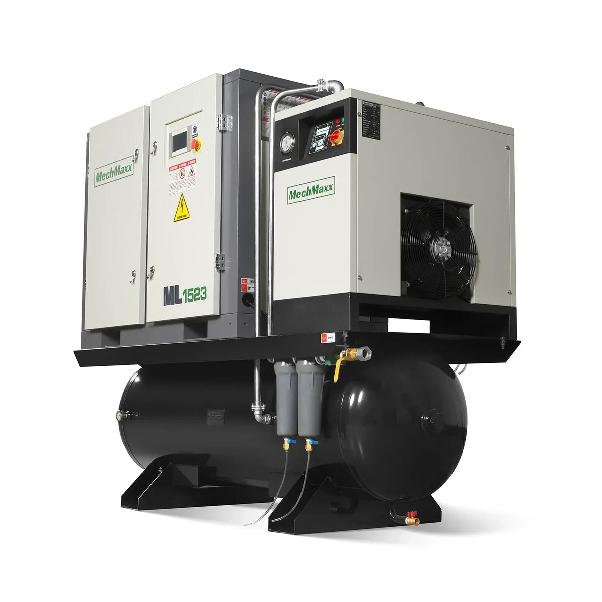 15HP Combined Rotary Screw Air Compressor with Dryer & 105-Gal ASME Tank | 45 CFM,  116 PSI,  230V 3-Phase - Industrial Grade
