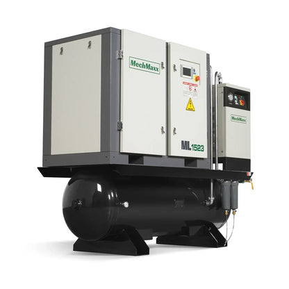 15HP Combined Rotary Screw Air Compressor with Dryer & 105-Gal ASME Tank | 45 CFM,  116 PSI,  230V 3-Phase - Industrial Grade