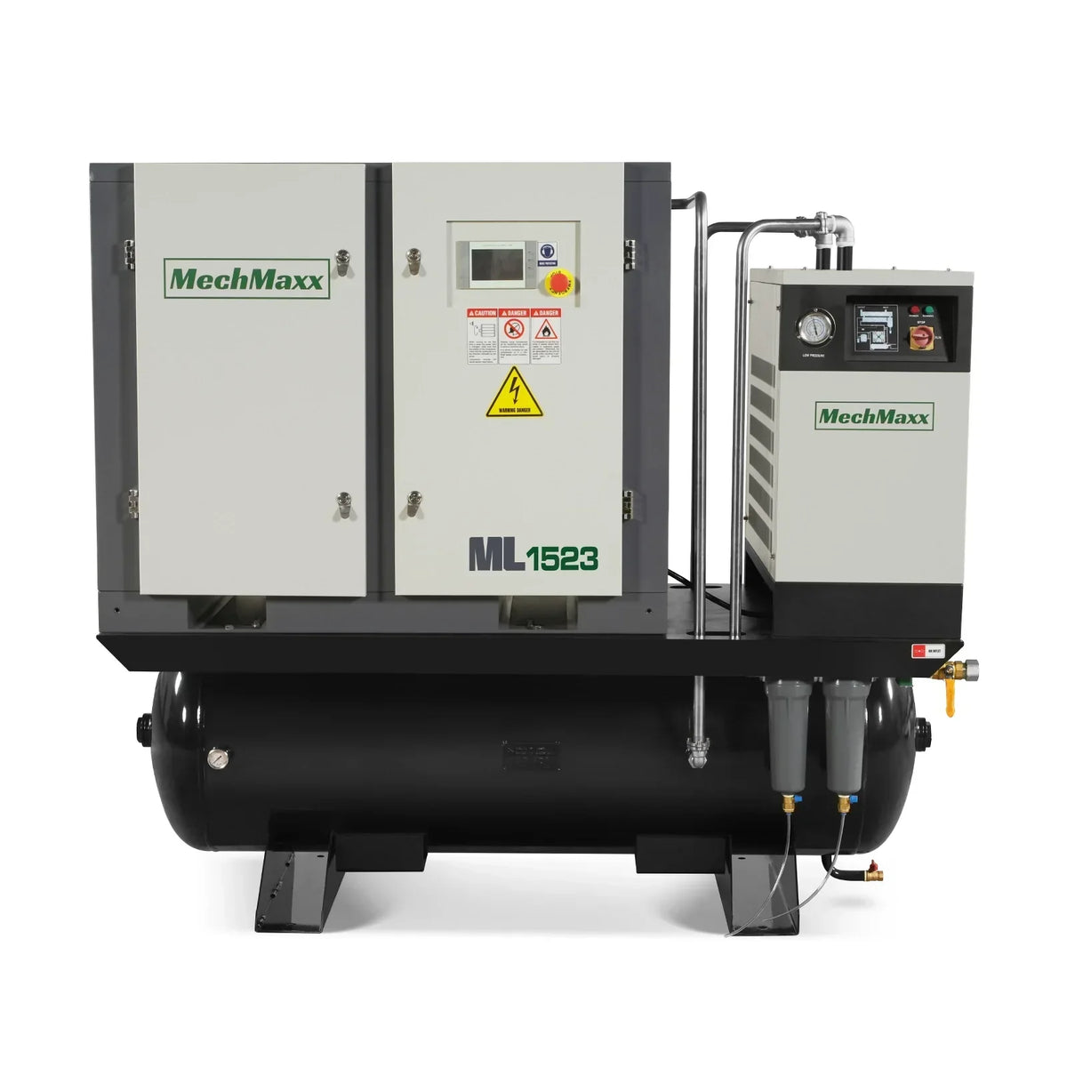 15HP Combined Rotary Screw Air Compressor with Dryer & 105-Gal ASME Tank | 45 CFM,  116 PSI,  230V 3-Phase - Industrial Grade