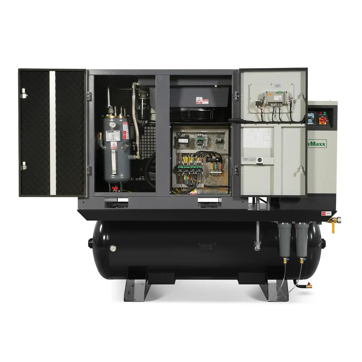 15HP Combined Rotary Screw Air Compressor with Dryer & 105-Gal ASME Tank | 45 CFM,  116 PSI,  460V 3-Phase - Industrial Grade