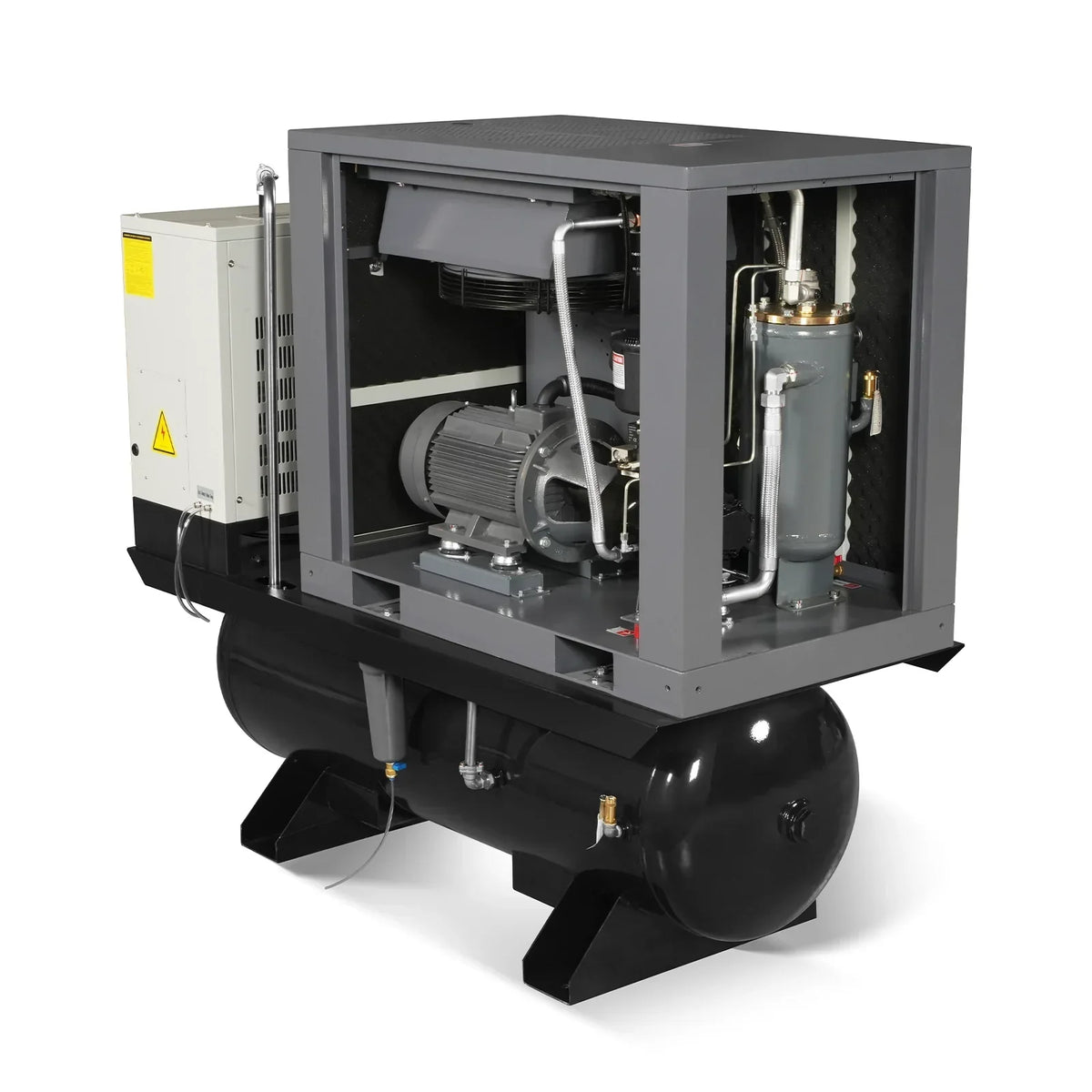 15HP Combined Rotary Screw Air Compressor with Dryer & 105-Gal ASME Tank | 45 CFM,  116 PSI,  460V 3-Phase - Industrial Grade