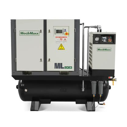20HP Combined Rotary Screw Air Compressor with Dryer & 105-Gal ASME Tank | 78 CFM,  116 PSI,  230V 3-Phase - Industrial Grade