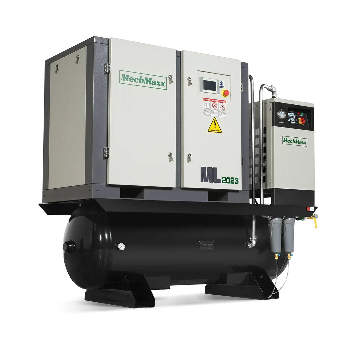 20HP Combined Rotary Screw Air Compressor with Dryer & 105-Gal ASME Tank | 78 CFM,  116 PSI,  230V 3-Phase - Industrial Grade