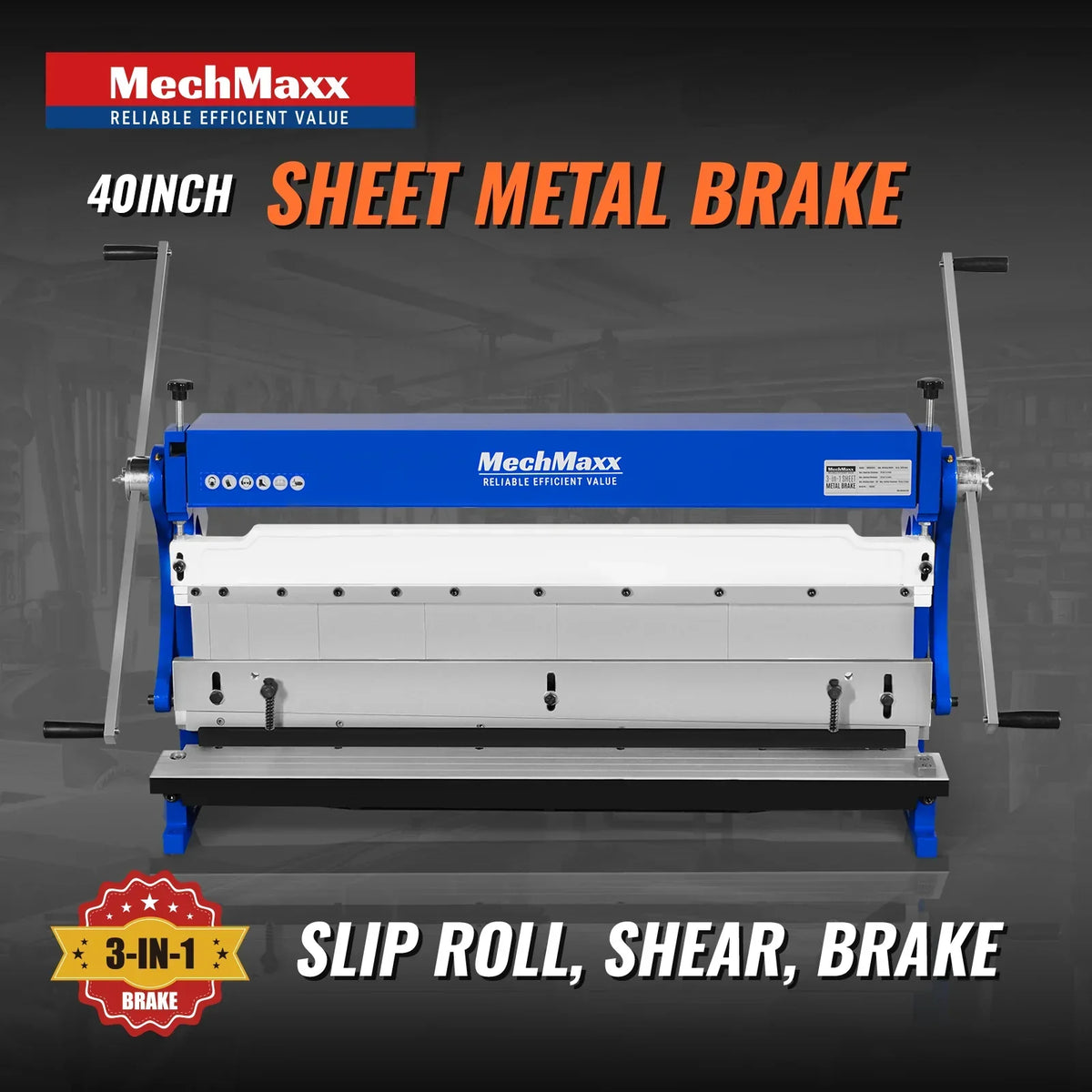 40-inch 3-in-1 Pan and Box Brake – Slip Roll, Shear, Bending Machine for Sheet Metal, 20 Gauge Mild Steel, Adjustable Fingers, Heavy Duty, Metalworking, Fabrication, Rolling, Bending MMCB4020