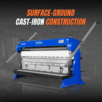 52-inch 3-in-1 Heavy Duty Pan and Box Brake – Slip Roll, Shear, Bending Machine for Sheet Metal, 16 Gauge Mild Steel, Adjustable Fingers, Heavy Duty, Metalworking, Fabrication, Rolling, Bending MMCB5216