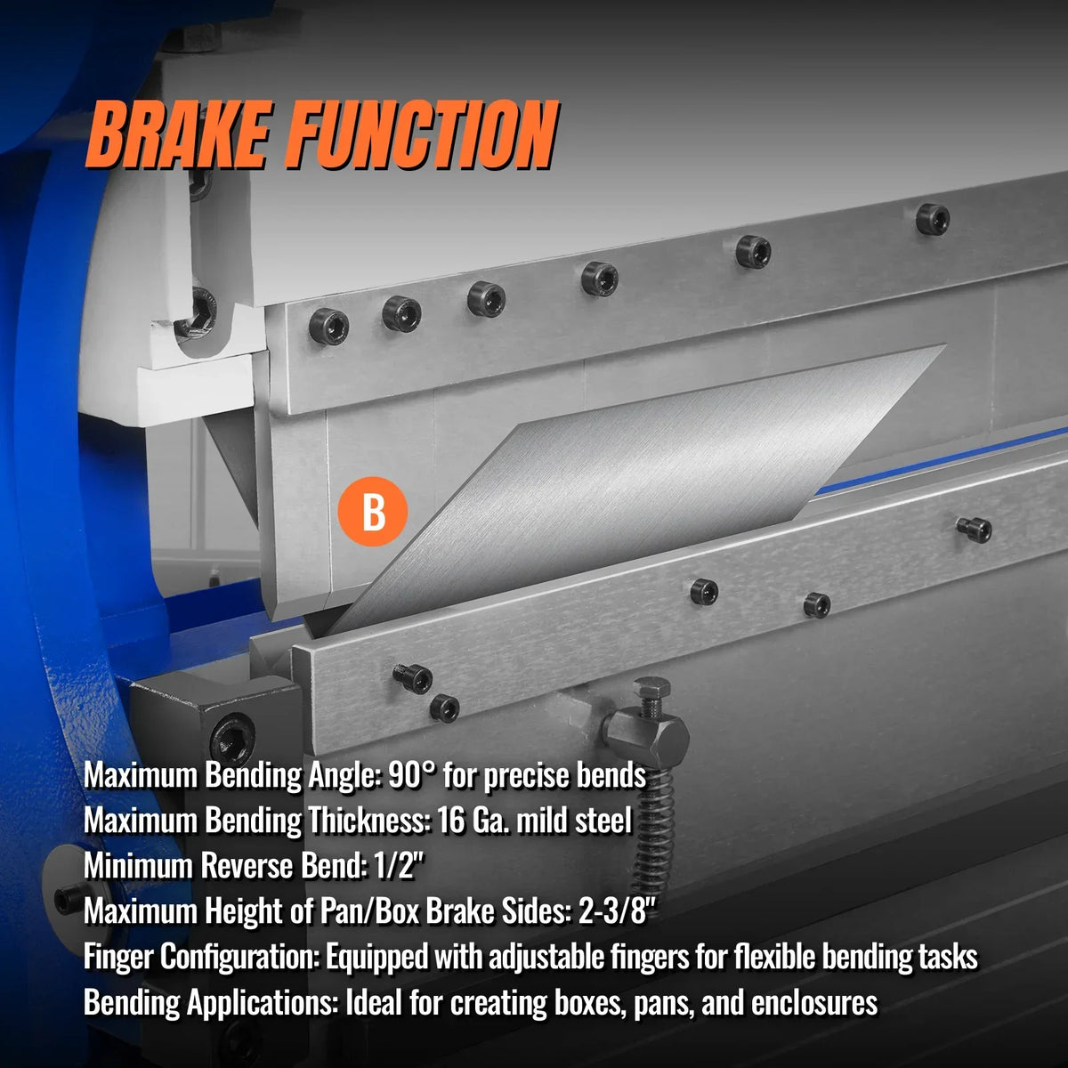 52-inch 3-in-1 Heavy Duty Pan and Box Brake – Slip Roll, Shear, Bending Machine for Sheet Metal, 16 Gauge Mild Steel, Adjustable Fingers, Heavy Duty, Metalworking, Fabrication, Rolling, Bending MMCB5216