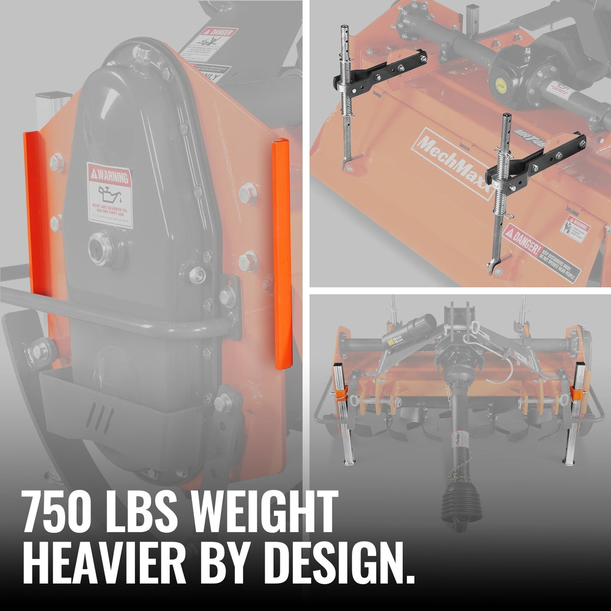 48 in Rotary Tiller,  3 Point Hitch Cat.1 & 2,  Gear Drive,  PTO Shaft Included with Slip Clutch,  25-50 HP,  MRT48