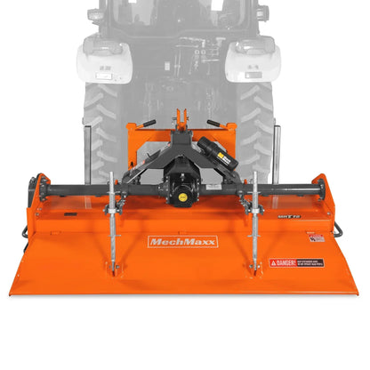 72 in Rotary Tiller,  3 Point Hitch Cat.1 & 2,  Gear Drive,  PTO Shaft Included with Slip Clutch,  35-70 HP,  MRT72