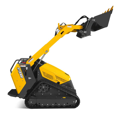 Mini Skid Steer Stand On Compact Track Loader ( 4 in 1 bucket included ) with 25HP KUBOTA D1105 Diesel Engine,  Common Industry Interface (CII),  CROBA  STL1000