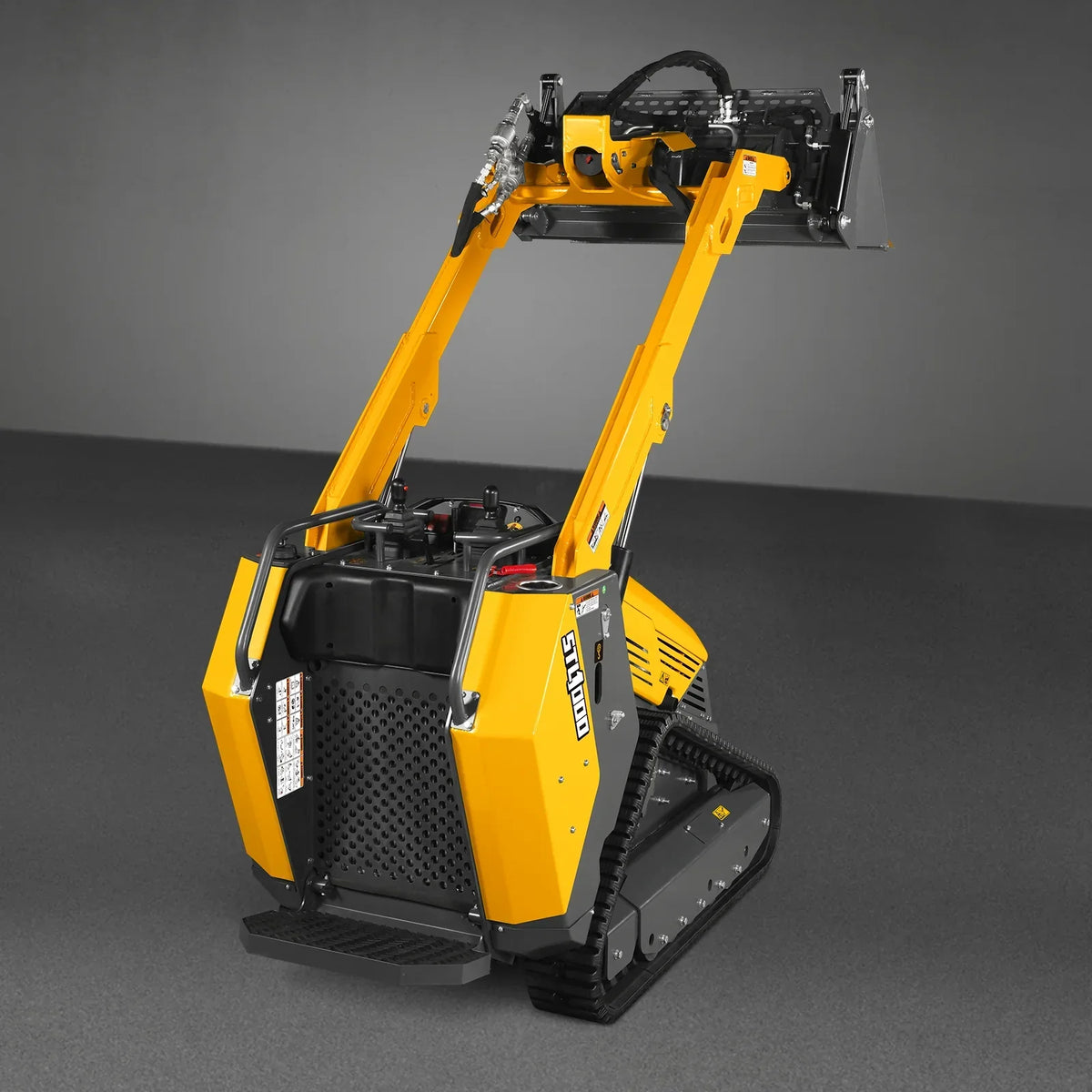 Mini Skid Steer Stand On Compact Track Loader ( 4 in 1 bucket included ) with 25HP KUBOTA D1105 Diesel Engine,  Common Industry Interface (CII),  CROBA  STL1000