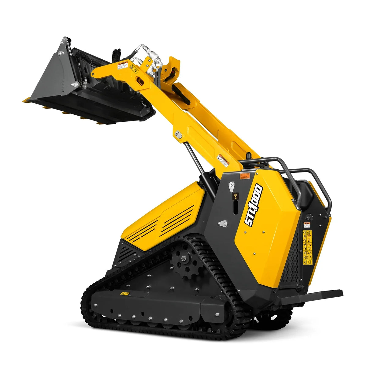 Mini Skid Steer Stand On Compact Track Loader ( 4 in 1 bucket included ) with 25HP KUBOTA D1105 Diesel Engine,  Common Industry Interface (CII),  CROBA  STL1000