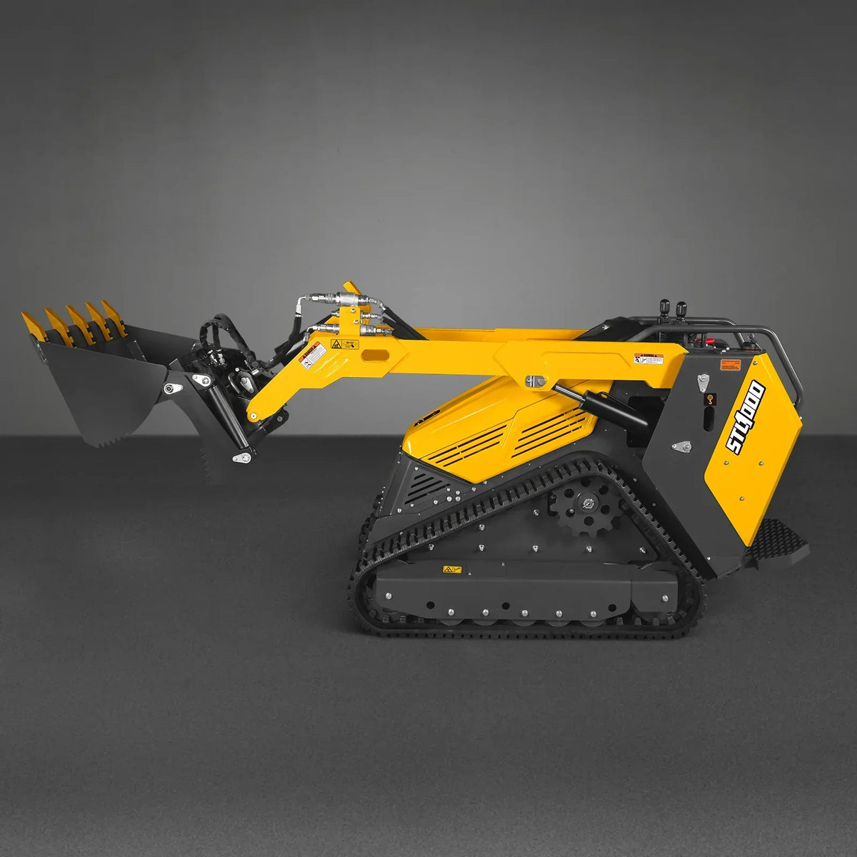 Mini Skid Steer Stand On Compact Track Loader ( 4 in 1 bucket included ) with 25HP KUBOTA D1105 Diesel Engine,  Common Industry Interface (CII),  CROBA  STL1000