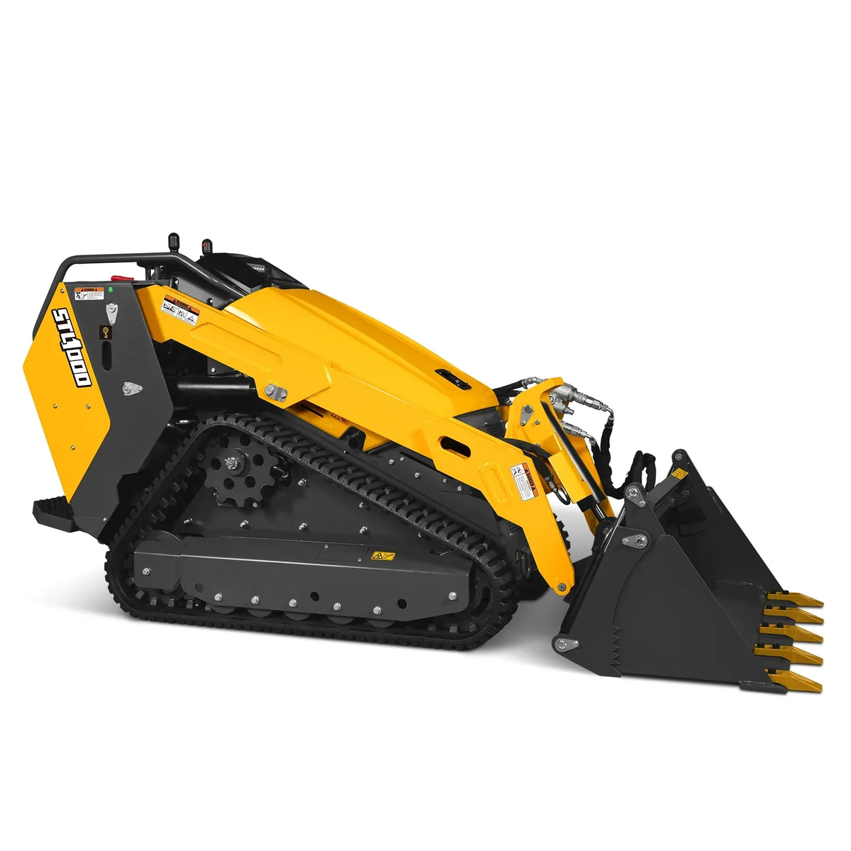 Mini Skid Steer Stand On Compact Track Loader ( 4 in 1 bucket included ) with 25HP KUBOTA D1105 Diesel Engine,  Common Industry Interface (CII),  CROBA  STL1000