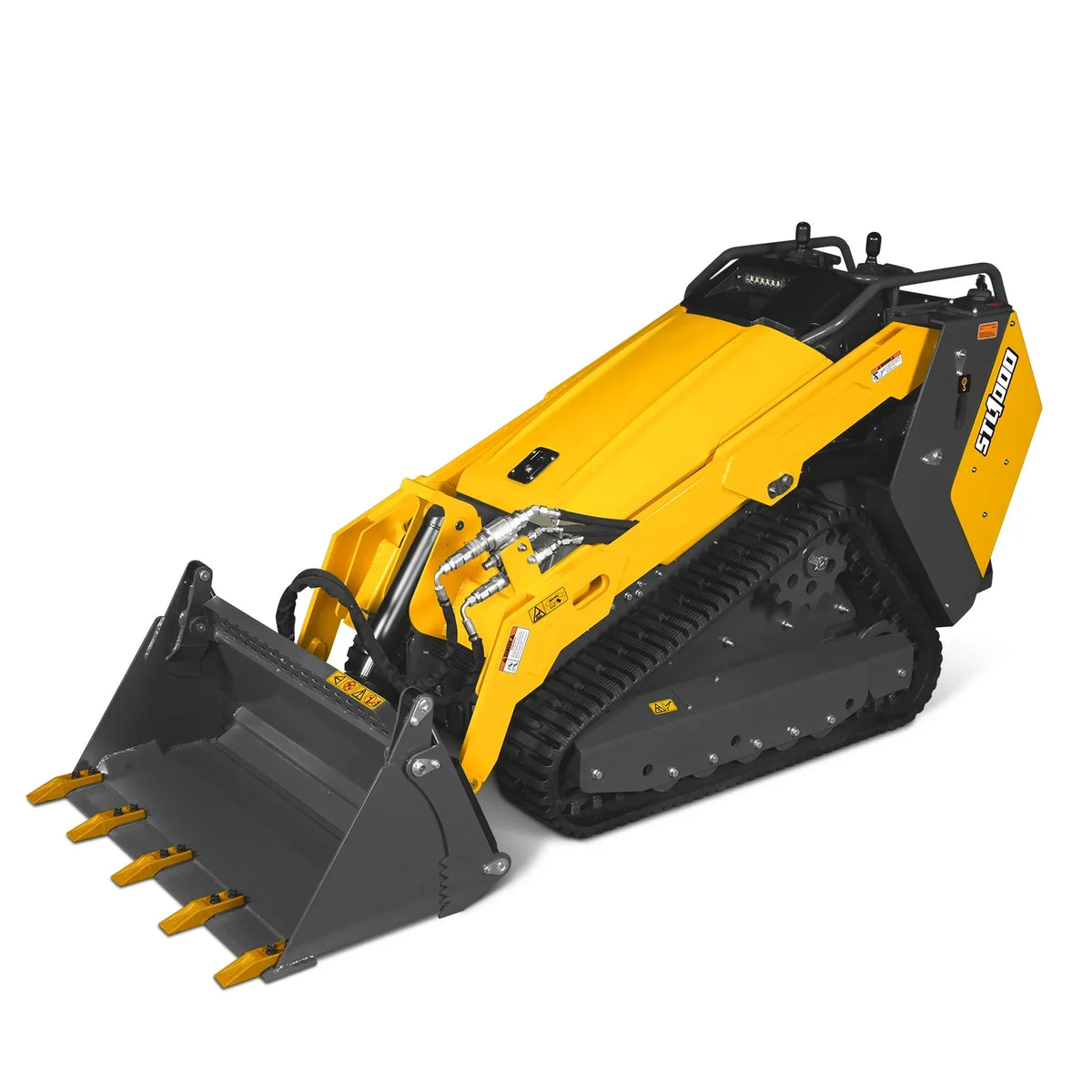 Mini Skid Steer Stand On Compact Track Loader ( 4 in 1 bucket included ) with 25HP KUBOTA D1105 Diesel Engine,  Common Industry Interface (CII),  CROBA  STL1000