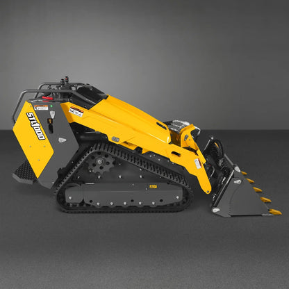 Mini Skid Steer Stand On Compact Track Loader ( 4 in 1 bucket included ) with 25HP KUBOTA D1105 Diesel Engine,  Common Industry Interface (CII),  CROBA  STL1000