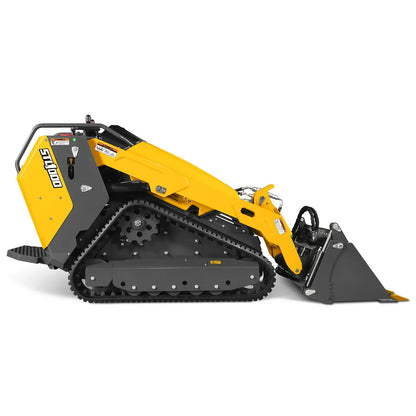 Mini Skid Steer Stand On Compact Track Loader ( 4 in 1 bucket included ) with 25HP KUBOTA D1105 Diesel Engine,  Common Industry Interface (CII),  CROBA  STL1000