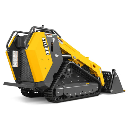 Mini Skid Steer Stand On Compact Track Loader ( 4 in 1 bucket included ) with 25HP KUBOTA D1105 Diesel Engine,  Common Industry Interface (CII),  CROBA  STL1000