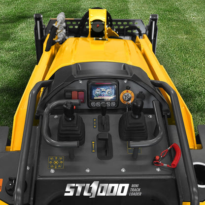 Mini Skid Steer Stand On Compact Track Loader ( 4 in 1 bucket included ) with 25HP KUBOTA D1105 Diesel Engine,  Common Industry Interface (CII),  CROBA  STL1000