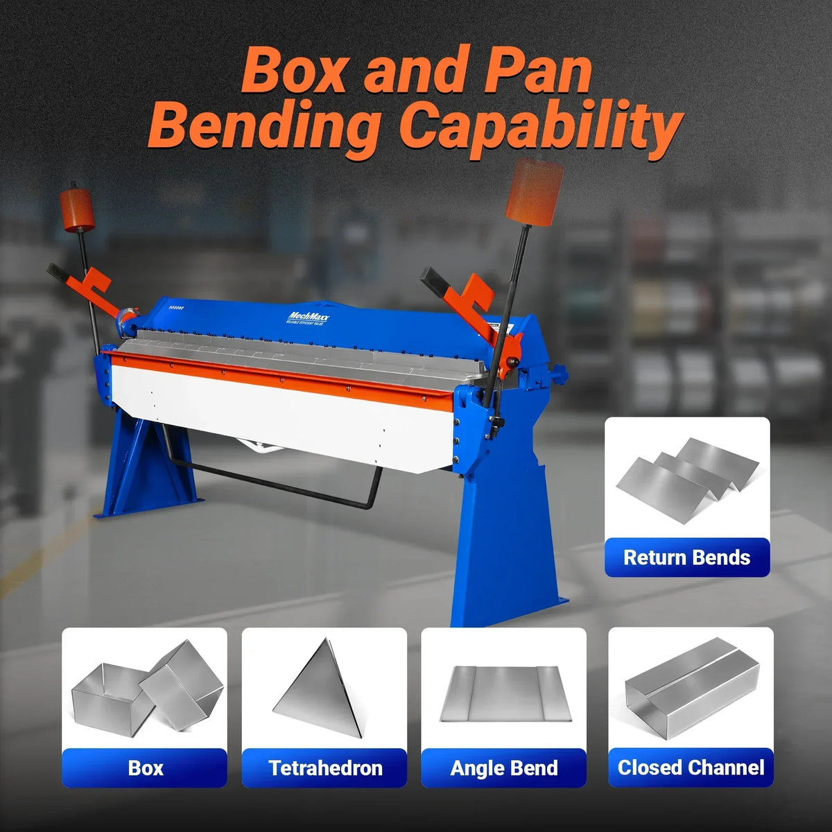 100-inch Manual Sheet Metal Brake - 12 Gauge Bending Capacity, Adjustable Fingers, 8 Ft. Heavy-Duty Steel Construction, Precision Bending for Box and Pan PB10012
