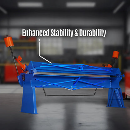 120-inch Manual Sheet Metal Brake - 14 Gauge Bending Capacity, Adjustable Fingers, Heavy-Duty Steel Construction, Precision Bending for Box and Pan PB12014