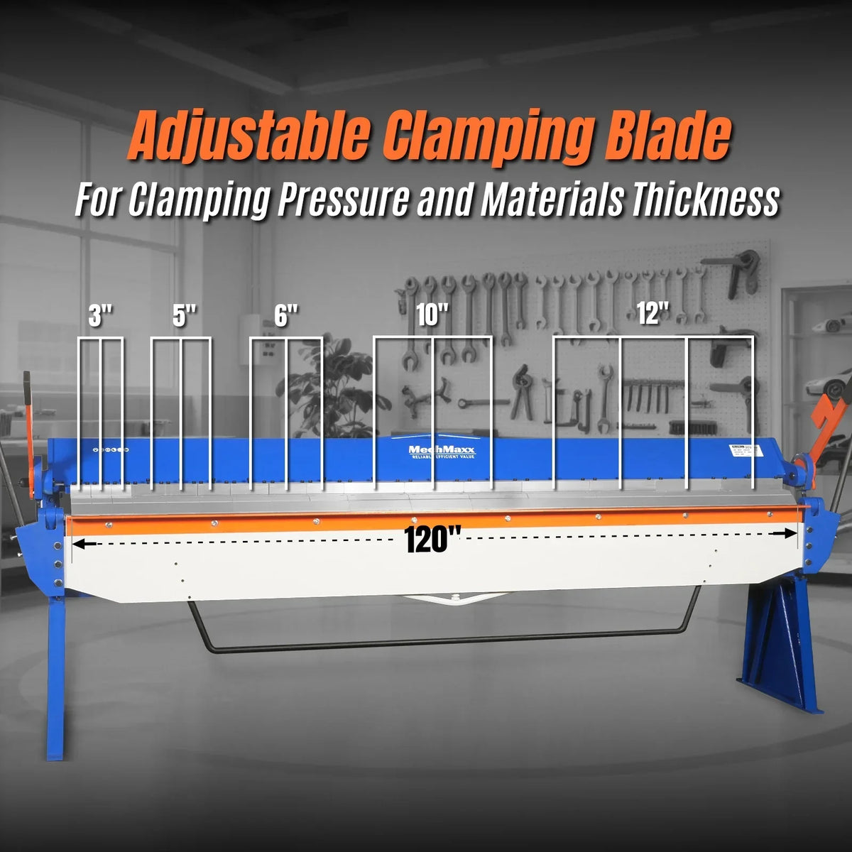 120-inch Manual Sheet Metal Brake - 14 Gauge Bending Capacity, Adjustable Fingers, Heavy-Duty Steel Construction, Precision Bending for Box and Pan PB12014
