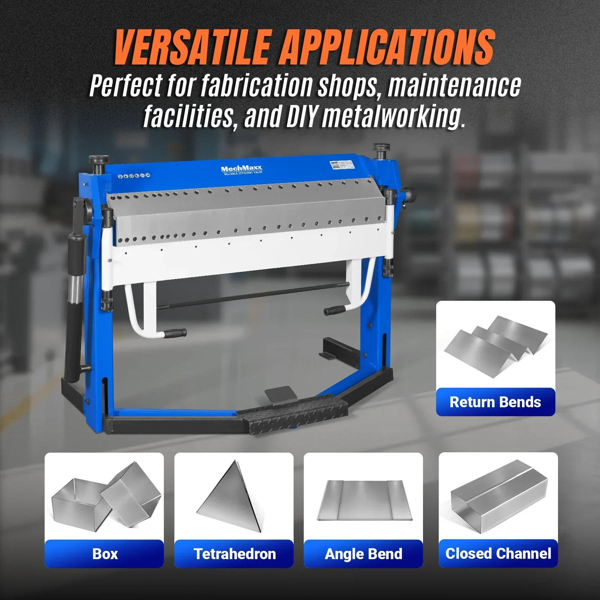 50-Inch Foot Clamp Pan and Box Brake, Industrial Heavy Duty Sheet Metal Folding Machine, 0–135° Bending Angle, 1.9" Clamping Lift, 2" Box Depth PB2A5014