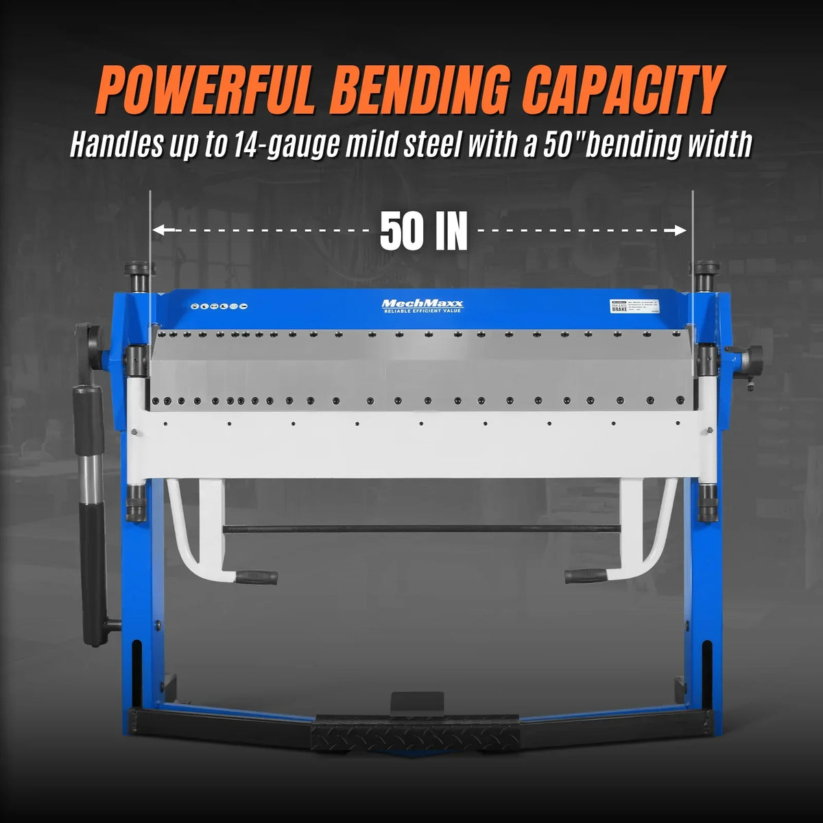 50-Inch Foot Clamp Pan and Box Brake, Industrial Heavy Duty Sheet Metal Folding Machine, 0–135° Bending Angle, 1.9" Clamping Lift, 2" Box Depth PB2A5014