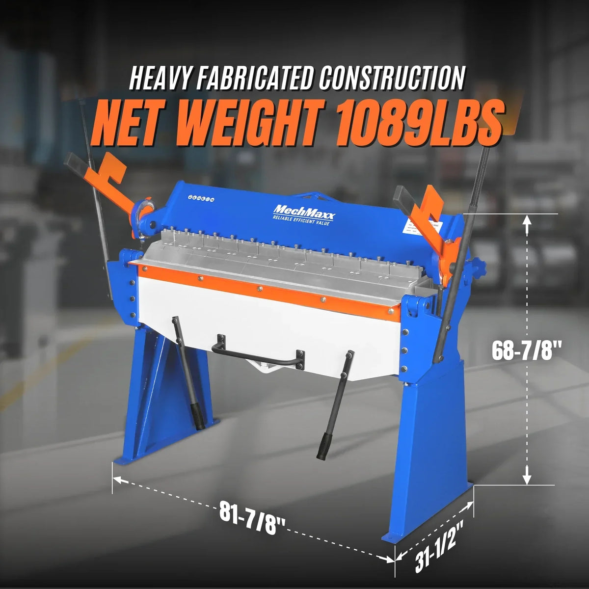 48” Manual Pan and Box Brake - Heavy Duty, Durable Construction, 12 Gauge Mild Steel, 135° Bending Angle, Individual Bending Fingers" PB4812
