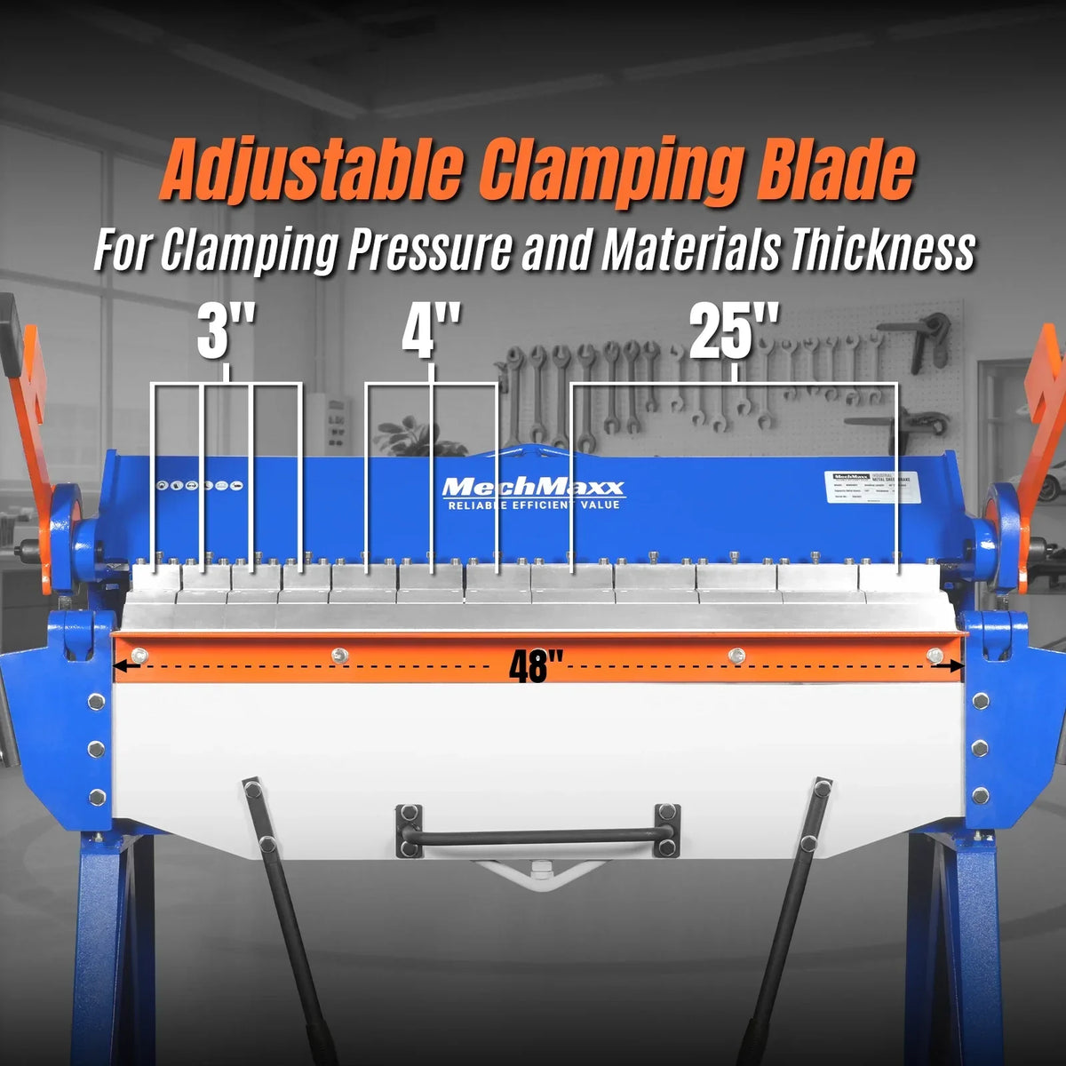 48” Manual Pan and Box Brake - Heavy Duty, Durable Construction, 12 Gauge Mild Steel, 135° Bending Angle, Individual Bending Fingers" PB4812