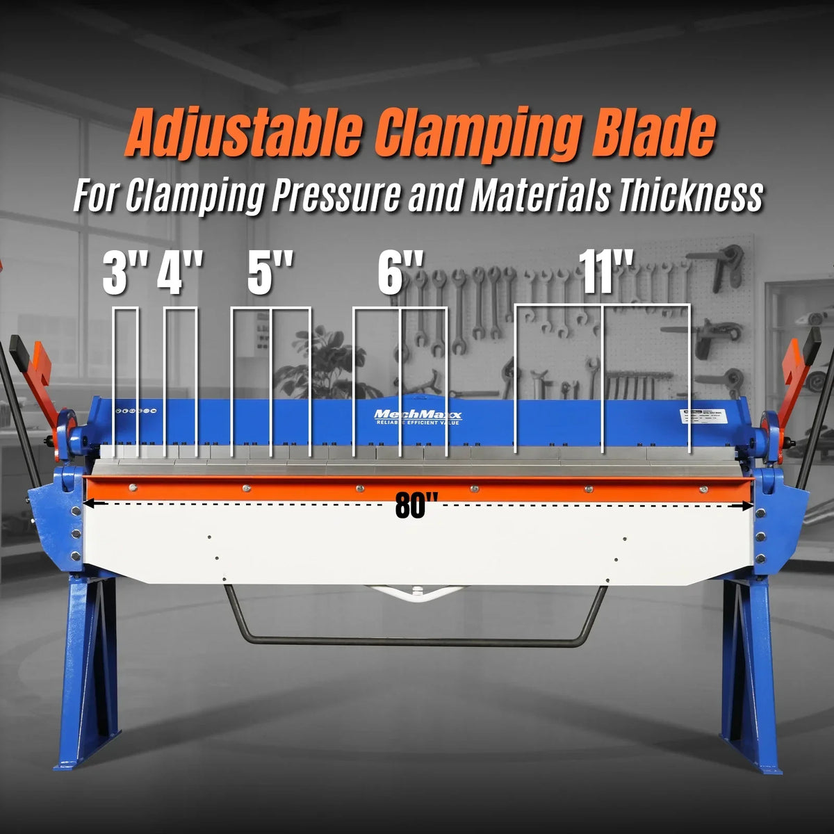 80-inch Manual Sheet Metal Brake - 12 Gauge Bending Capacity, Adjustable Fingers, 6 Ft. Heavy-Duty Steel Construction for Precision Bending PB8012