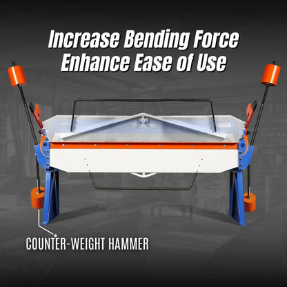 80-inch Manual Sheet Metal Brake - 12 Gauge Bending Capacity, Adjustable Fingers, 6 Ft. Heavy-Duty Steel Construction for Precision Bending PB8012