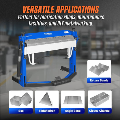 50-Inch Foot Clamp Pan and Box Brake, Light Duty Sheet Metal Folding Machine, 0–135° Bending Angle, 1.9" Clamping Lift, 2" Box Depth PBA5014